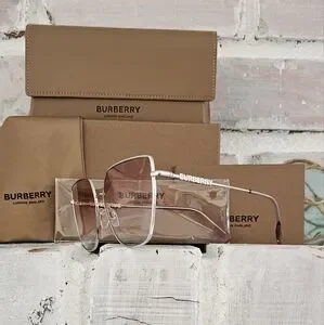 NWT BURBERRY Pink Sunglasses. Comes with Box and all packaging Check Engraved Square Sunglasses​ in Pastel pink - Women  main image 4